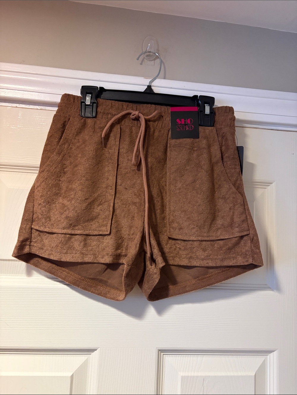 Women’s Terry Drawstring Athletic Shorts in Brown